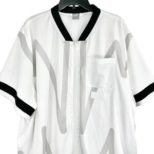 Puma Men's 3XL Oversized Mesh Zip Shirt Jacket White Black Athletic Streetwear